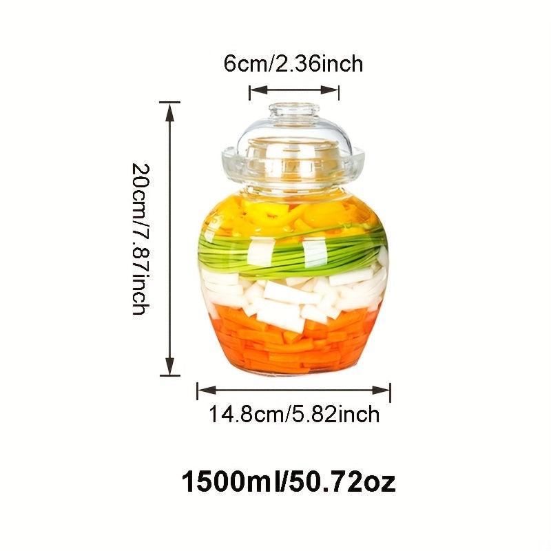 Chinese Glass Pickle Jar 1500ml Fermentation Jar with Water Seal