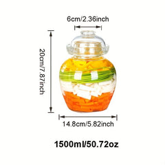 Chinese Glass Pickle Jar 1500ml Fermentation Jar with Water Seal