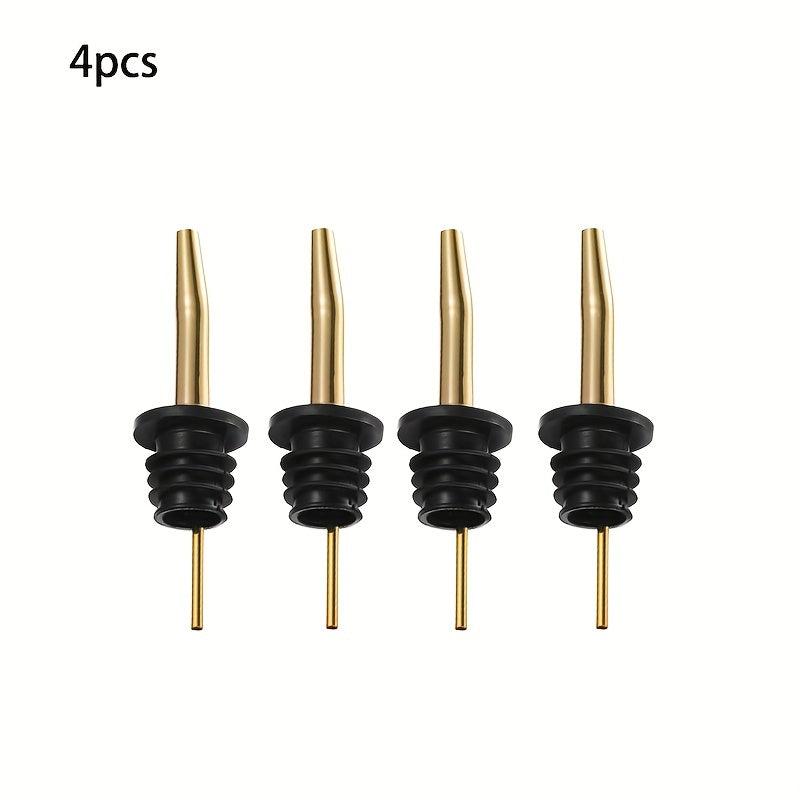 4 Pcs Stainless Steel Liquor Pourers with Dust Caps for Wine and Liquid Pouring