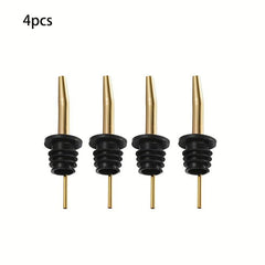 4 Pcs Stainless Steel Liquor Pourers with Dust Caps for Wine and Liquid Pouring