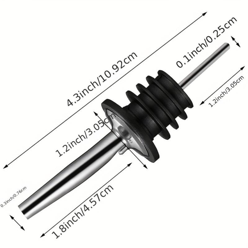 4 Pcs Stainless Steel Liquor Pourers with Dust Caps for Wine and Liquid Pouring