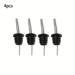 4 Pcs Stainless Steel Liquor Pourers with Dust Caps for Wine and Liquid Pouring