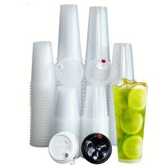50pcs Large Capacity Textured Frosted Cups Disposable Drinking