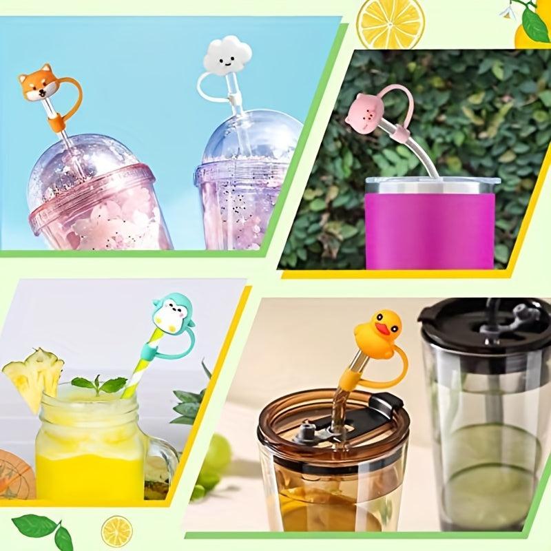 12pcs Straw Lids Reusable Silicone Drinking Straw Cover for 6-8mm Straws