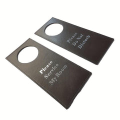 PU Leather Double sided Door Sign Room Cleaning Label