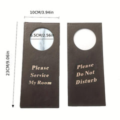PU Leather Double sided Door Sign Room Cleaning Label