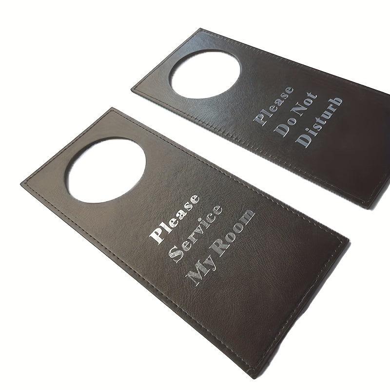 PU Leather Double sided Door Sign Room Cleaning Label