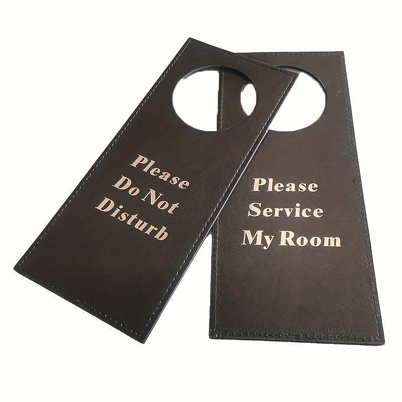 PU Leather Double sided Door Sign Room Cleaning Label
