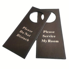 PU Leather Double sided Door Sign Room Cleaning Label