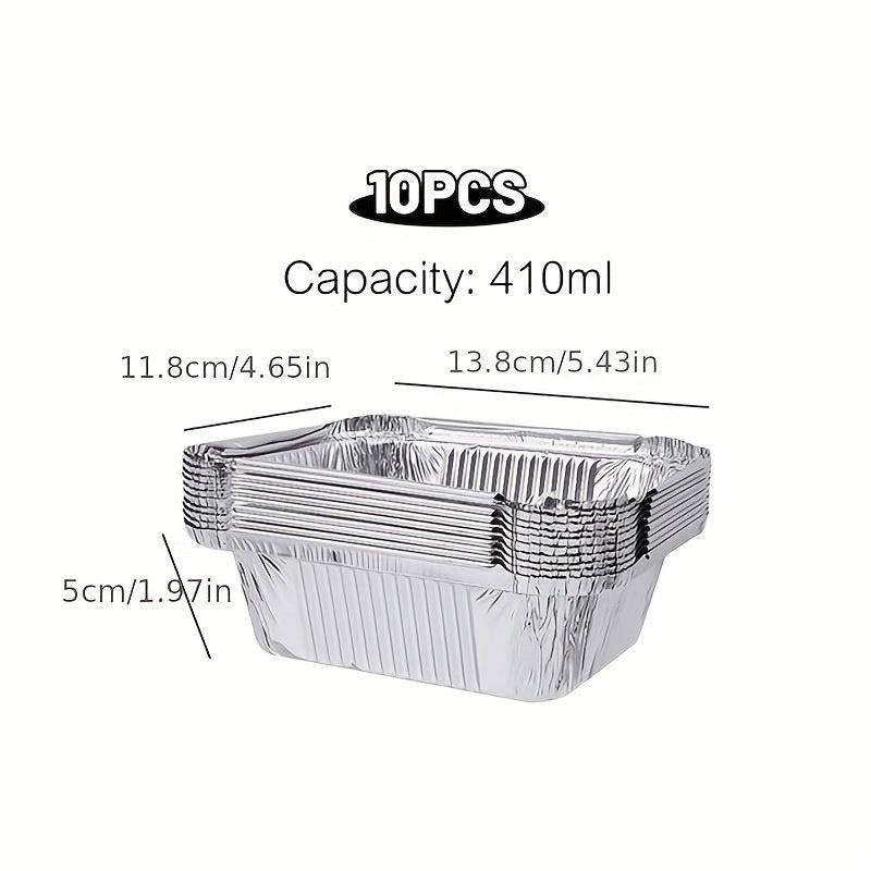 10PCS Disposable Aluminum Foil Lunch Box Square Foil Pan Catering Baking