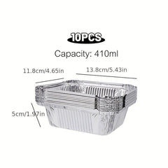 10PCS Disposable Aluminum Foil Lunch Box Square Foil Pan Catering Baking
