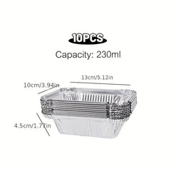10PCS Disposable Aluminum Foil Lunch Box Square Foil Pan Catering Baking