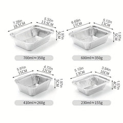 10PCS Disposable Aluminum Foil Lunch Box Square Foil Pan Catering Baking