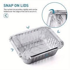 10PCS Disposable Aluminum Foil Lunch Box Square Foil Pan Catering Baking