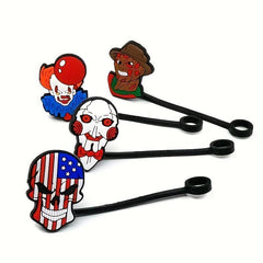 5pcs Horror Straw Hats Skeleton Clown Straw Lids Reusable Straw Lids