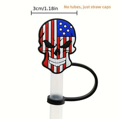 5pcs Horror Straw Hats Skeleton Clown Straw Lids Reusable Straw Lids