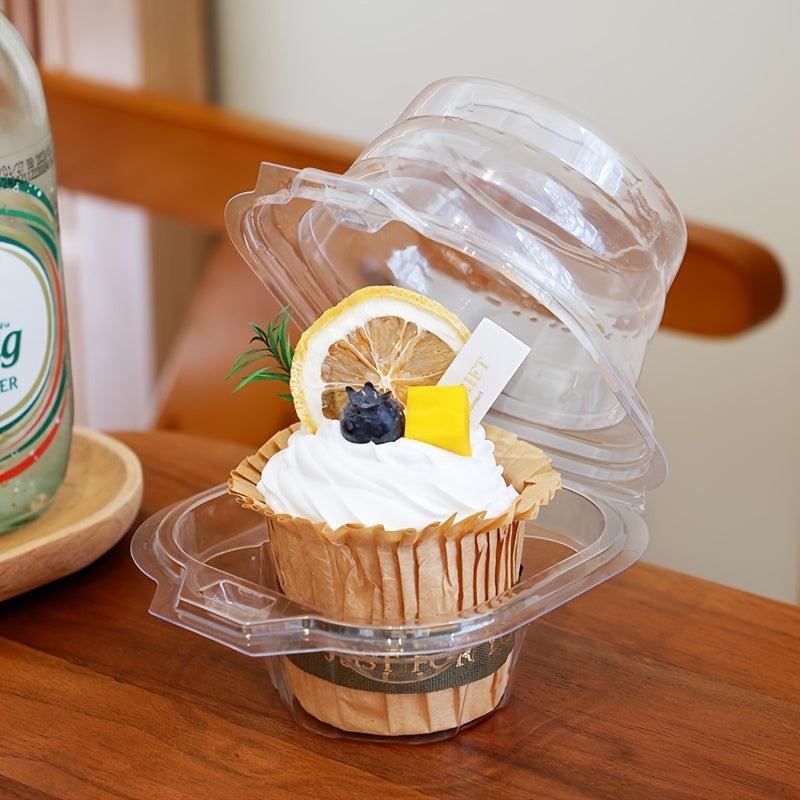 10Pcs Deep Cupcake Carrier Box Clear Stackable Clamshell Container