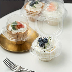 10Pcs Deep Cupcake Carrier Box Clear Stackable Clamshell Container