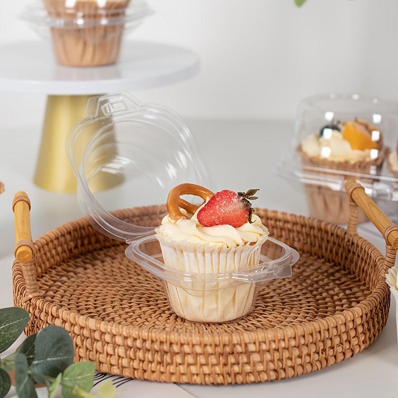 10Pcs Deep Cupcake Carrier Box Clear Stackable Clamshell Container