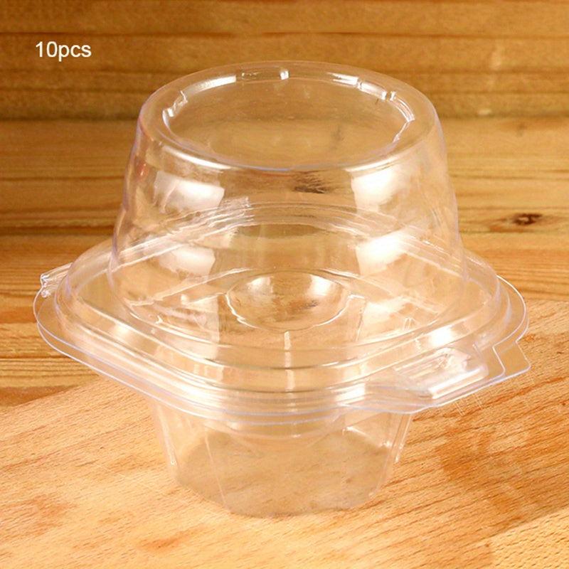 10Pcs Deep Cupcake Carrier Box Clear Stackable Clamshell Container