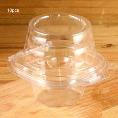 10Pcs Deep Cupcake Carrier Box Clear Stackable Clamshell Container