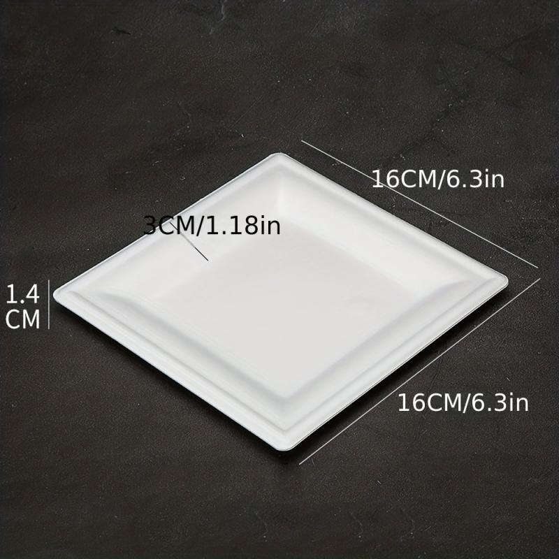 50Pcs 15 Square Biodegradable Plates Heavy Duty Nature By Sugar Cane Fibers