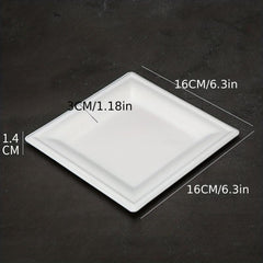50Pcs 15 Square Biodegradable Plates Heavy Duty Nature By Sugar Cane Fibers