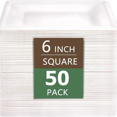 50Pcs 15 Square Biodegradable Plates Heavy Duty Nature By Sugar Cane Fibers