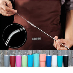 10pcs Reusable Stainless Steel Metal Straw Long Drinking Straws Dishwasher Safe
