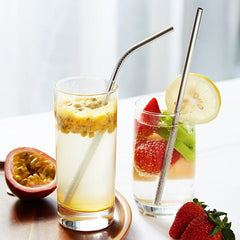 10pcs Reusable Stainless Steel Metal Straw Long Drinking Straws Dishwasher Safe