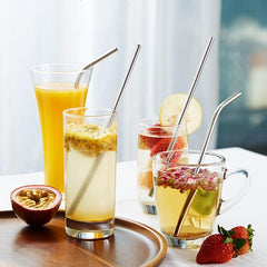 10pcs Reusable Stainless Steel Metal Straw Long Drinking Straws Dishwasher Safe