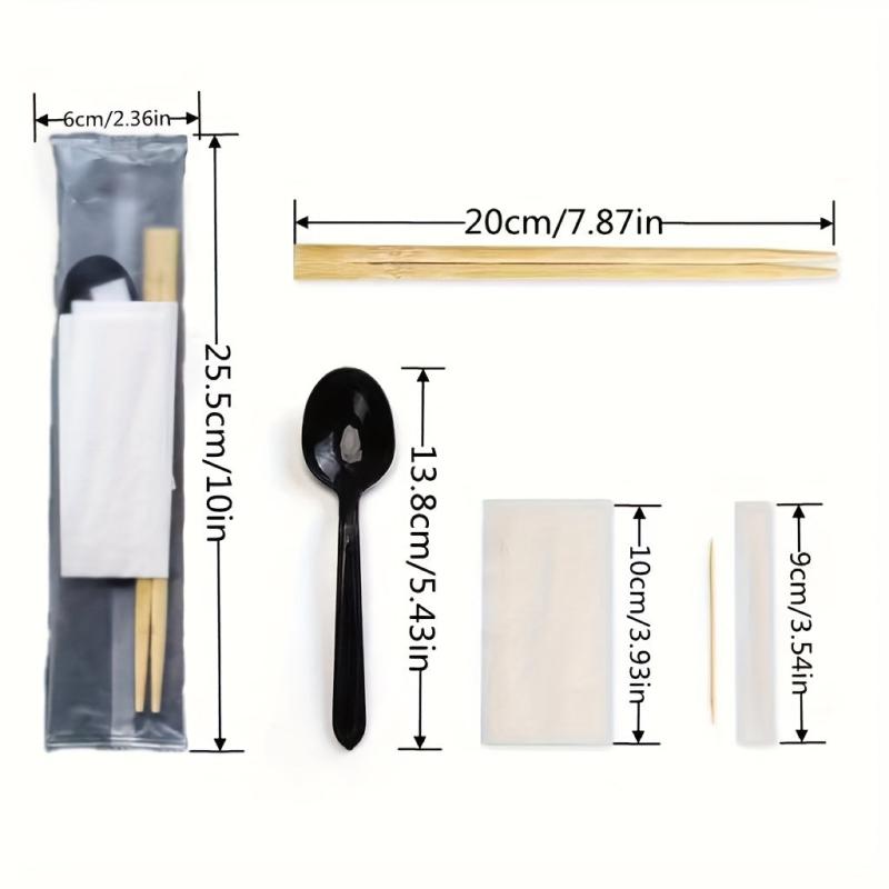 Disposable Tableware Set with Bamboo Chopsticks and Spoon