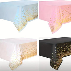 Disposable Tablecloth With Golden Dot for Bridal Shower