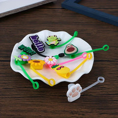 1pc Christmas Silicone Straw Tips Plant Straw Lids Reusable Drinking Dust Covers