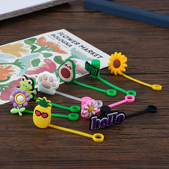 1pc Christmas Silicone Straw Tips Plant Straw Lids Reusable Drinking Dust Covers