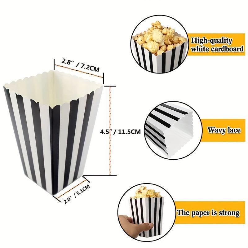 100 Mini Popcorn Boxes Movie Night Snack Bags Retro Black&White