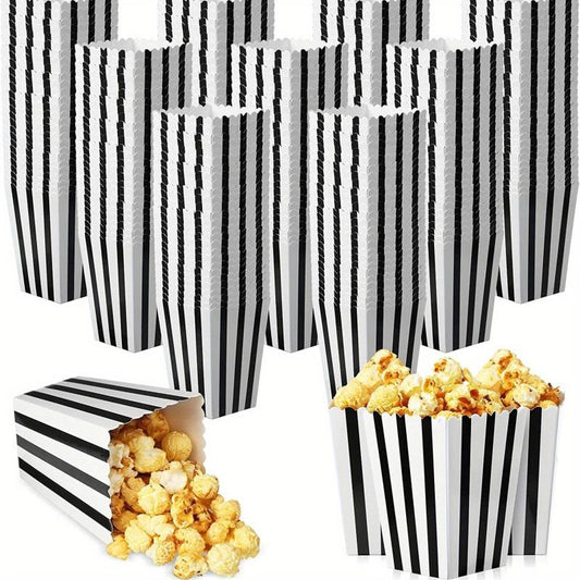 100 Mini Popcorn Boxes Movie Night Snack Bags Retro Black&White