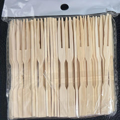 100pcs Disposable Fruit Fork Set Dessert Fork Heart Gourd Bamboo Flat Wood