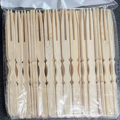 100pcs Disposable Fruit Fork Set Dessert Fork Heart Gourd Bamboo Flat Wood