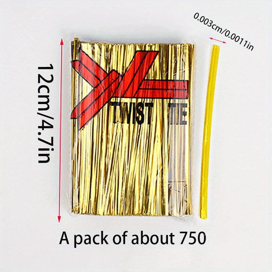 11 14 17 Bread Pastry Twist Ties Bundle - Golden & Silver