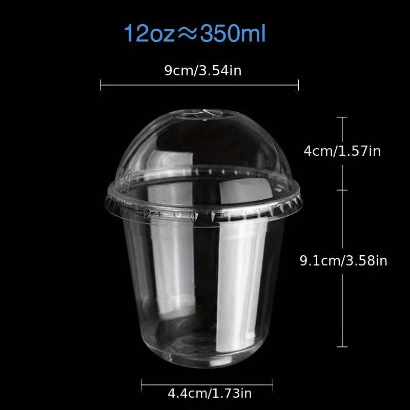 50 Disposable Plastic Cups & Lids for Drinks & Desserts Christmas Party