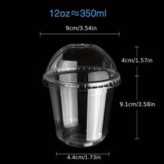 50 Disposable Plastic Cups & Lids for Drinks & Desserts Christmas Party