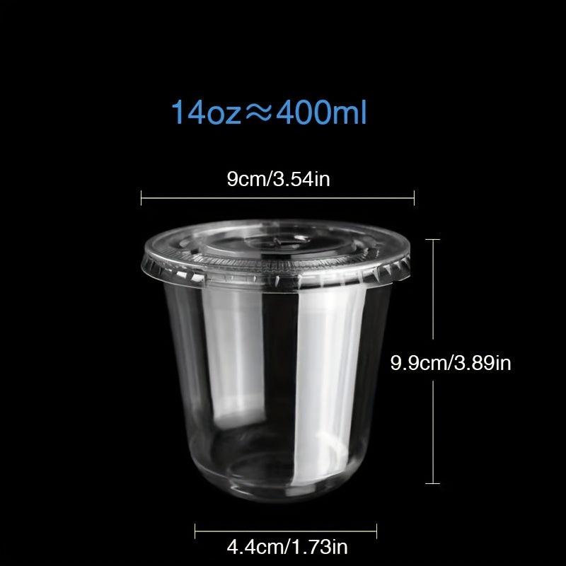 50 Disposable Plastic Cups & Lids for Drinks & Desserts Christmas Party