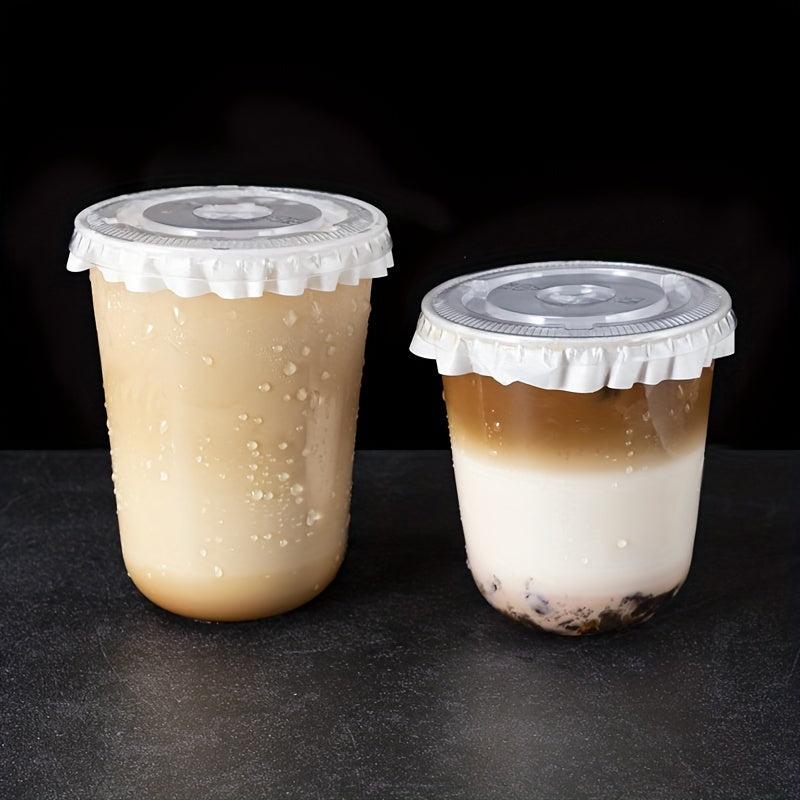 50 Disposable Plastic Cups & Lids for Drinks & Desserts Christmas Party
