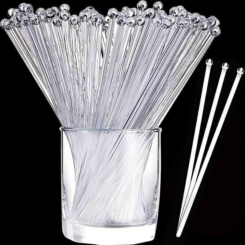 100pcs Disposable Acrylic Swizzle Sticks Cocktail Stirrers for Party Wedding