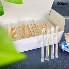 1000pcs Double Headed Bamboo Toothpicks Portable Fruit Snack and Dessert Picks