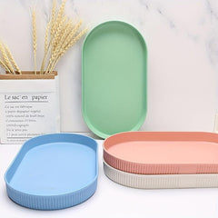 Wheat Straw Serving Plate Vertical Pattern Long Plate Home Oval Fish Plate