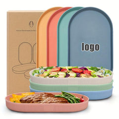 Wheat Straw Serving Plate Vertical Pattern Long Plate Home Oval Fish Plate