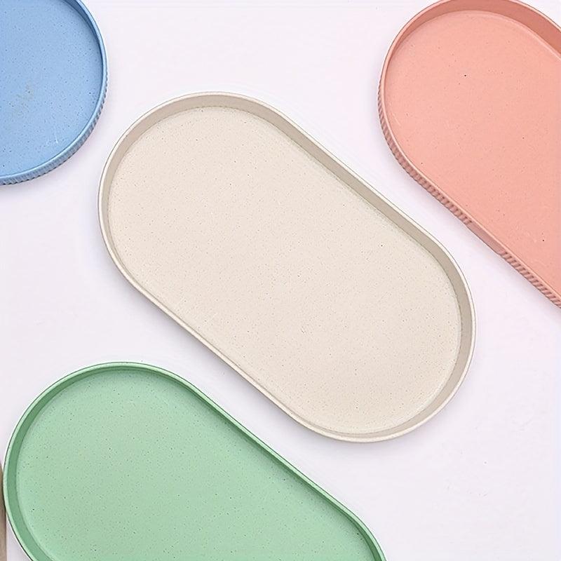 Wheat Straw Serving Plate Vertical Pattern Long Plate Home Oval Fish Plate