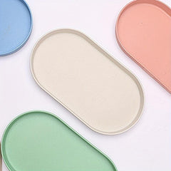 Wheat Straw Serving Plate Vertical Pattern Long Plate Home Oval Fish Plate